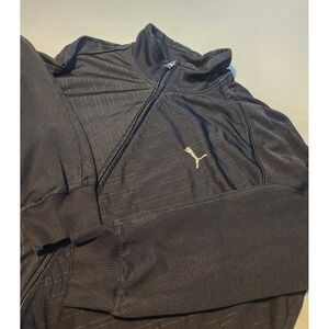 Puma Track Jacket Mens XL Black Gold Accent Full Zip Athletic Training‎